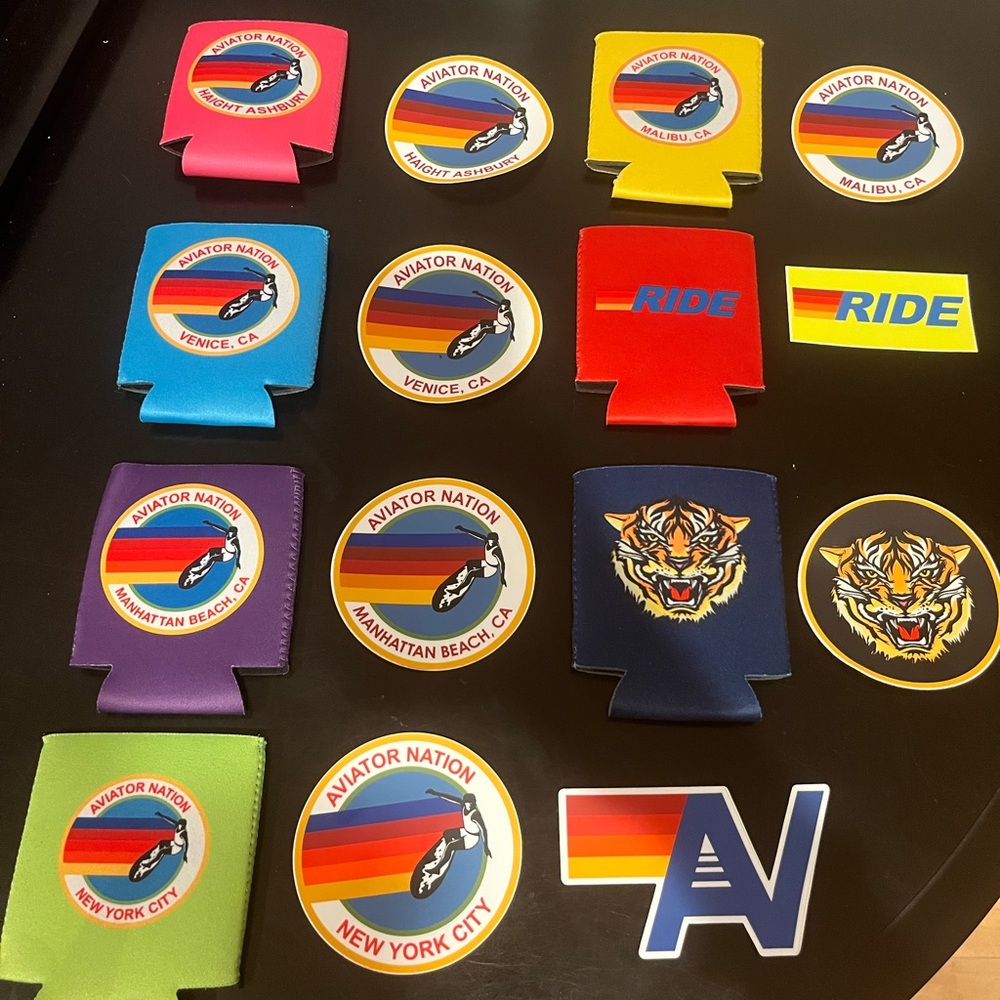 - NEW- Aviator Nation Malibu Koozie and Sticker Accessory Set